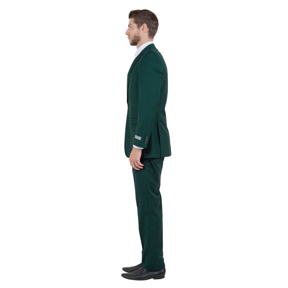 Mens 2-Piece Pick Stitch Suit, Slim-Fit Green - Picture 2 of 7